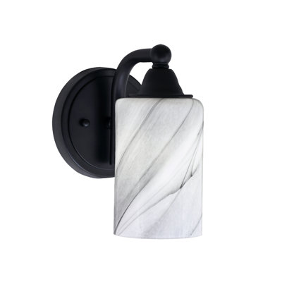 Paramount Wall Sconce Shown In Matte Black Finish With 4" Onyx Swirl Glass