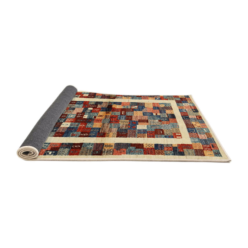 Tapis brun/rouge/beige contemporain Currahee, Rond 6 pi