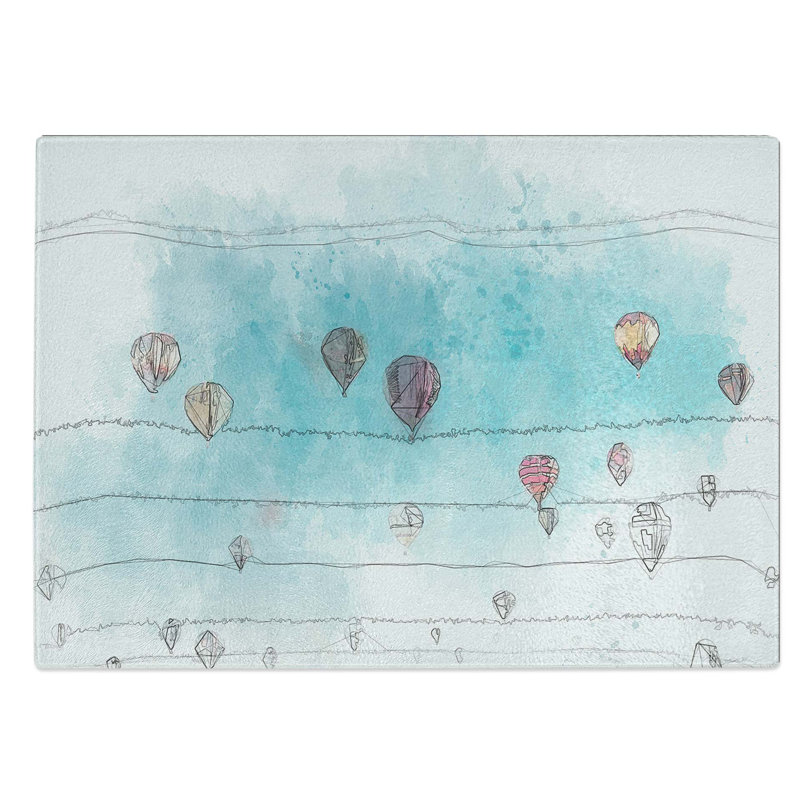 Glass Going Up in A Hot Air Balloon in Abstract Chopping Board, 28.5 cm W x 20 cm L