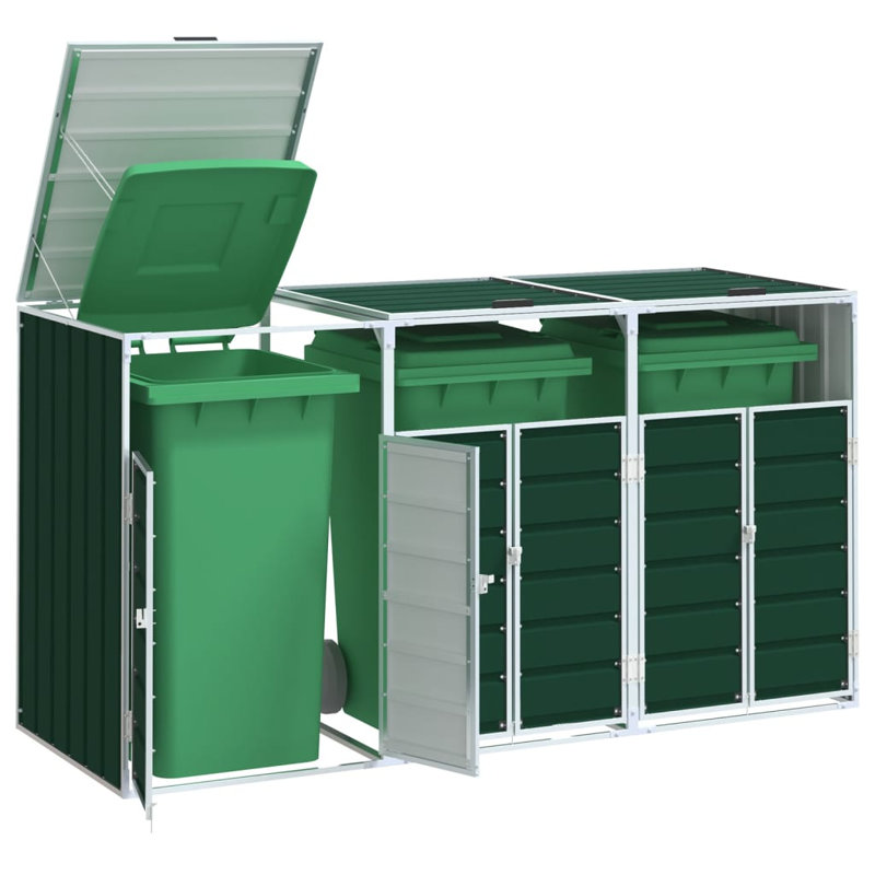 Rangement pour bacs à roulettes Vidaxl 85 po x 31,9 po x 45,3 po, Vert