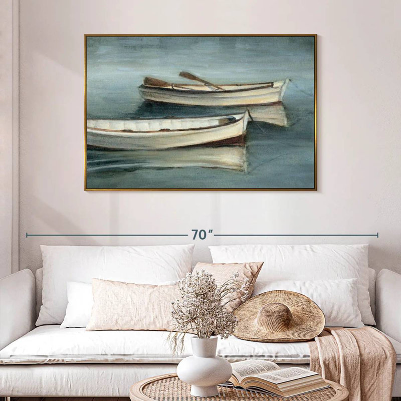 Petites eaux calmes I, 46 po x 31 po, Cadre flottant doré