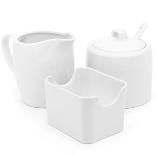 Bonjour Ceramic Coffee and Tea Sugar and Creamer Set - Matte White