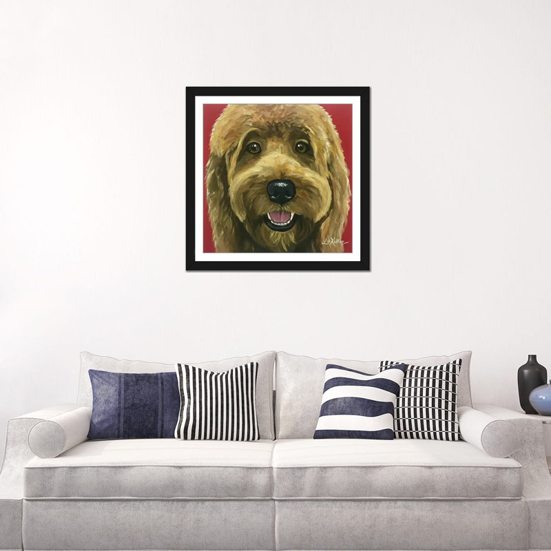 « nikki the goldendoodle », reproduction d’impression sur toile, H 16 po x l 16 po x P 1 po, Papier d'art encadré noir