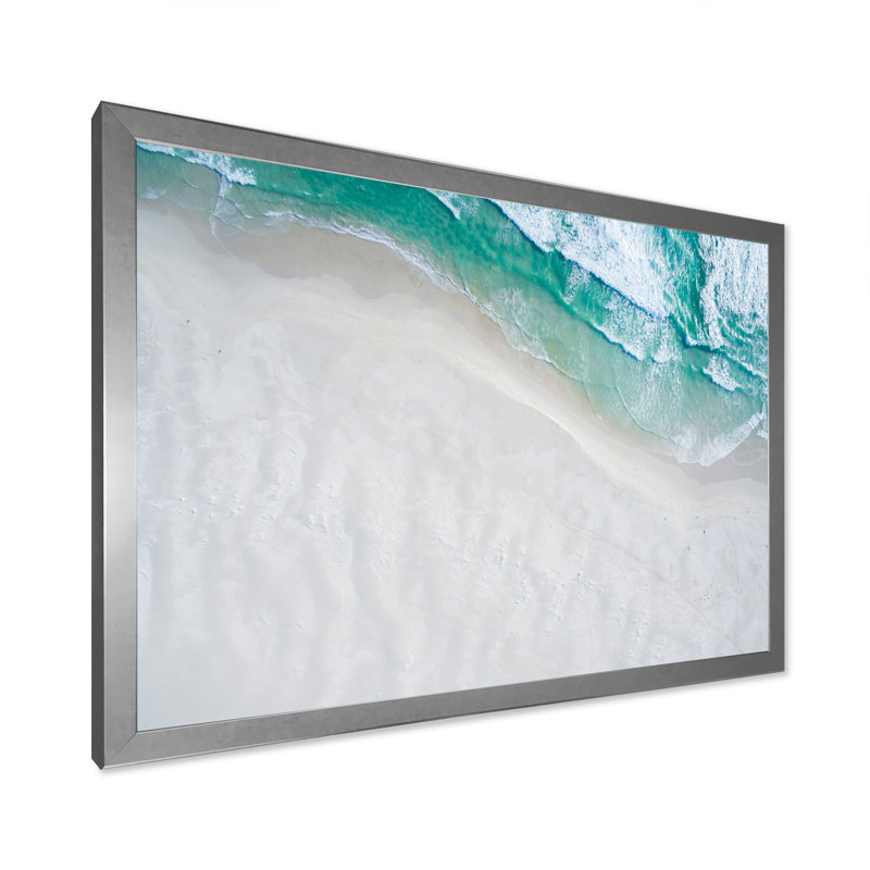 Vue aérienne de Ocean Beach V - reproduction sur toile, Cadre de coin argenté fermé, H 24 po x l 36 po x P 1 po