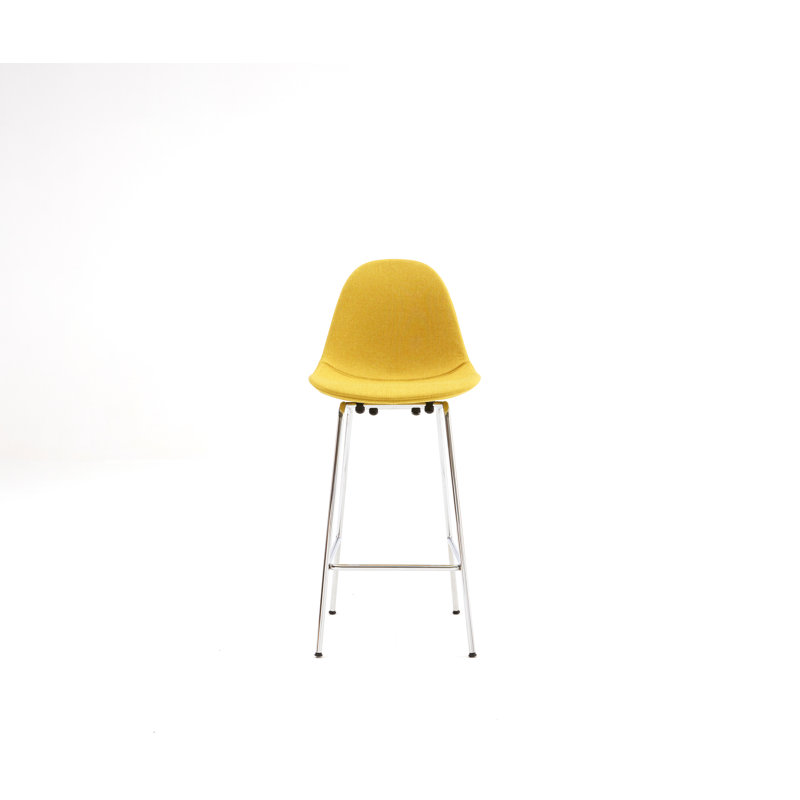TA Upholstered Bar & Counter Stool, Counter Height (25.5" Seat Height), Mustard, Chrome