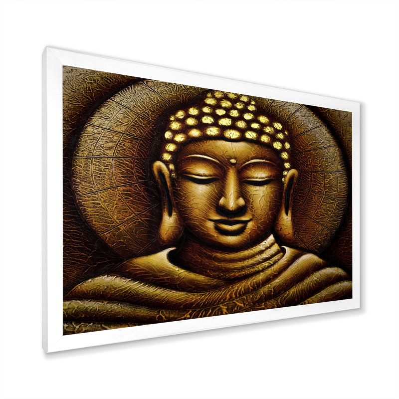 Budha - reproduction sur toile, H 24 po x l 36 po x P 1 po, Cadre de coin blanc fermé