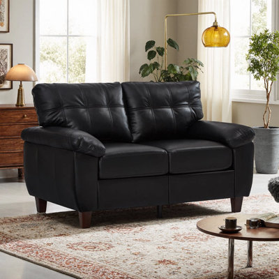 Modern Loveseat Sofa With Storage & Wide Armrests - PU Leather Upholstery, 59" L