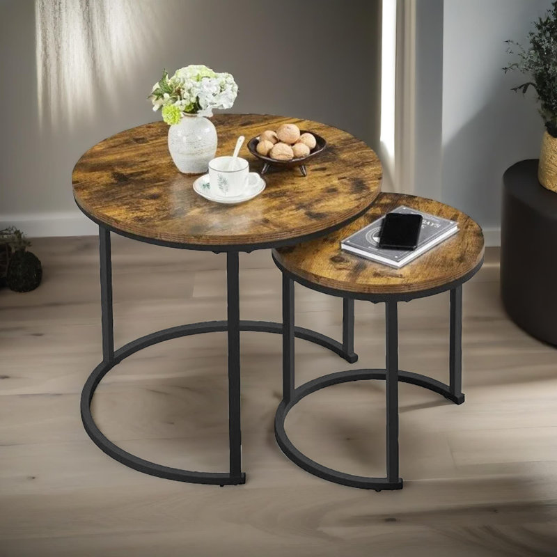 Nest of 2 Tables, Metal Frame, Side End Table, Living Room Furniture