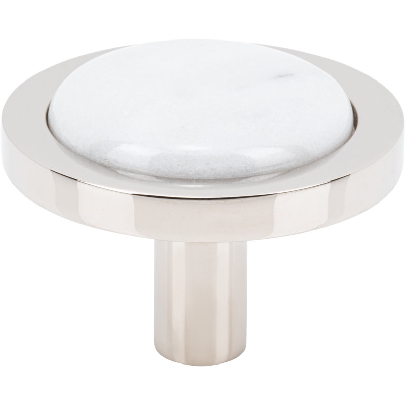 Firesky Diameter Knob, Polished Nickel, Carrara White