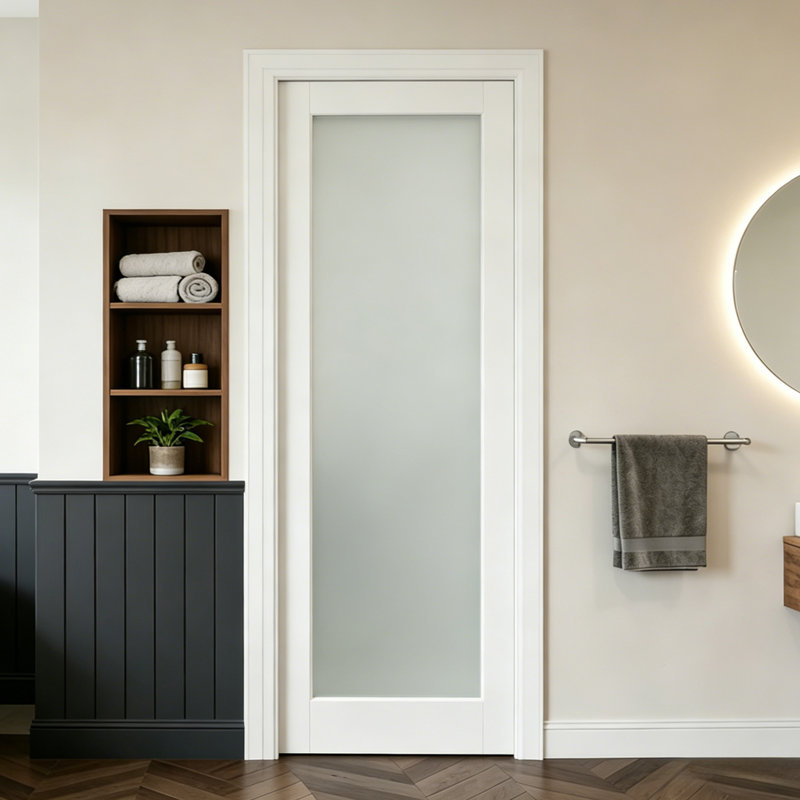 Porte intérieure en panneau de fibres à densité moyenne avec cadre Prehung 1 Lite, 18" x 80", Left