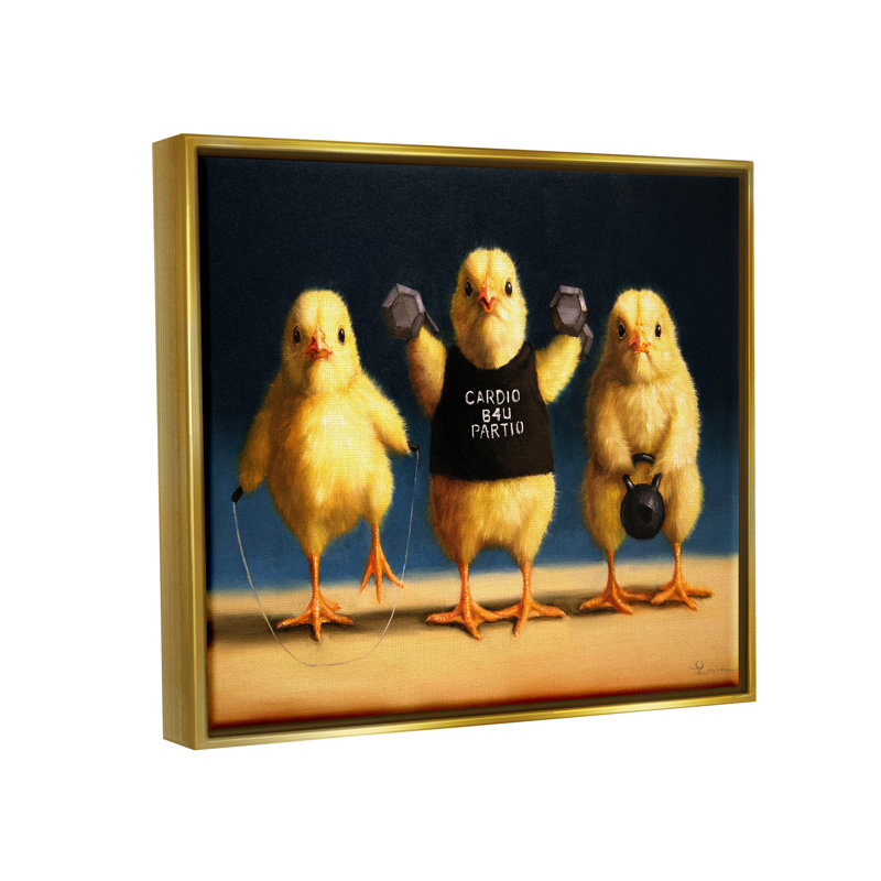 Drôle d'exercice avec poussins, art mural sur toile flottante par Lucia Heffernan, H 17 po x l 21 po x P 1,7 po