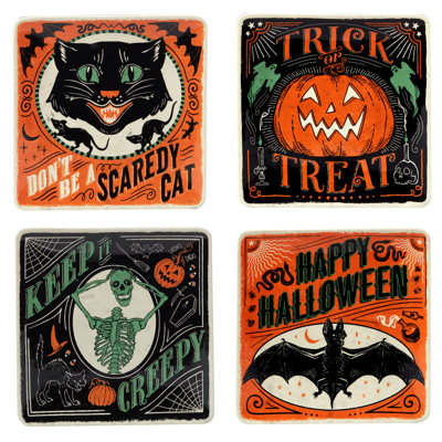 Scaredy Cat Set Of 4 Dessert Plate 8.5In Asst
