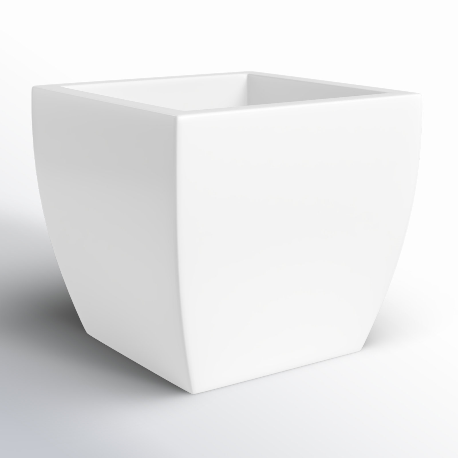 Pacifica Square Curved Planter Box, 18.5" H x 20" W x 20" D, White