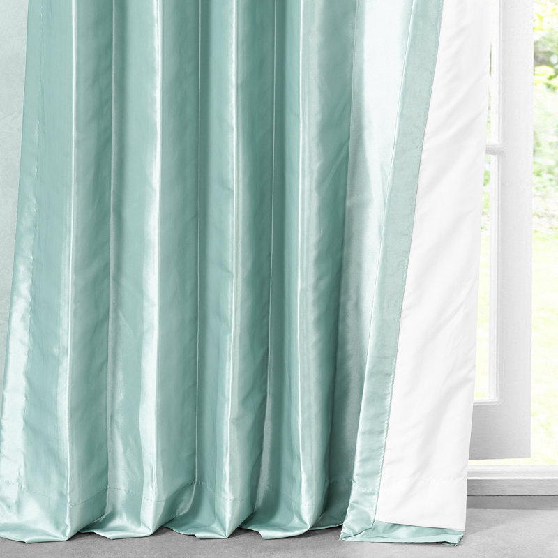 Solid Faux Silk Taffeta Rod Pocket Room Darkening Curtains for Bedroom & Living Room Curtains - Single Panel Drapes
