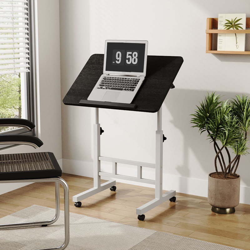 Adjustable Metal Base Computer Desk, Black