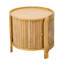 Table basse ronde 19,7 pouces avec plateau rotatif, décor en rotin et rangement caché, brun chaud