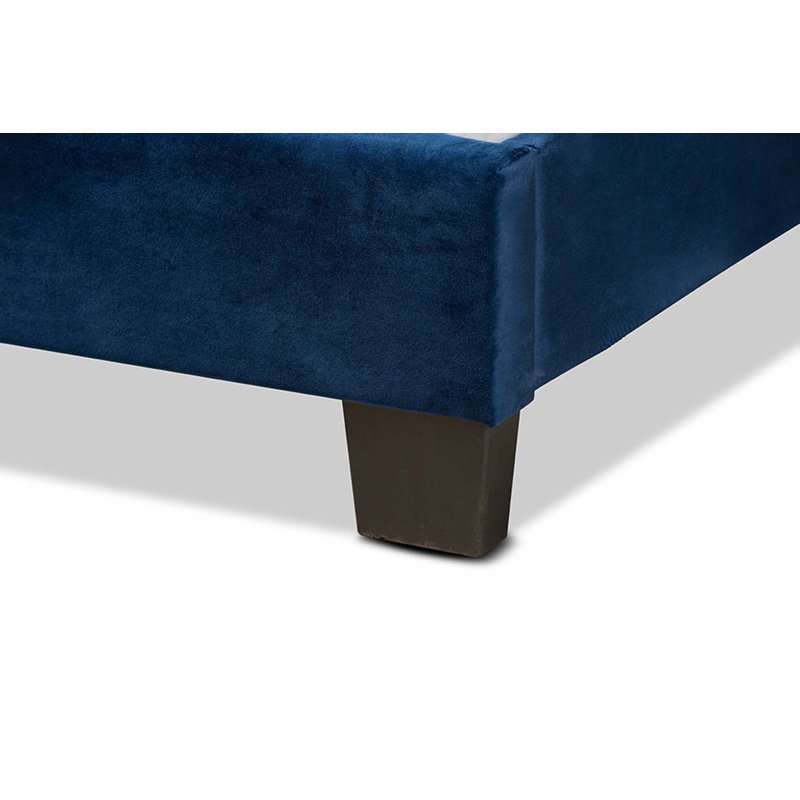 Lit tapissier capitonné standard Purcellville, Double, Bleu marine