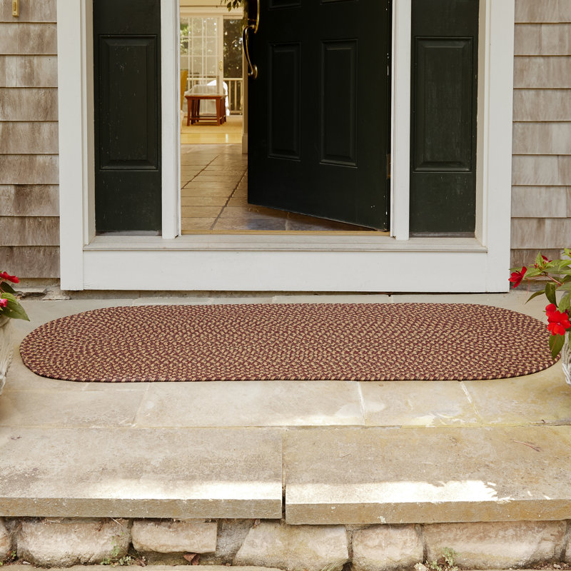 Tapis intérieur / extérieur grenat tressé à la main Ely, Tapis de couloir 2 pi x 6 pi