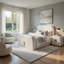 Ensemble de chambre à coucher grand lit, finition blanche, ensemble 3 pièces avec lit et deux tables de chevet-127337362