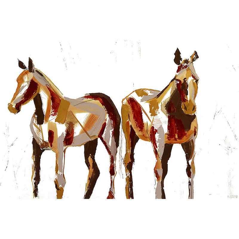 Painted Horses I Print by Milton Coppo, Glass Coat, 40" H x 60" W x 1.5" D