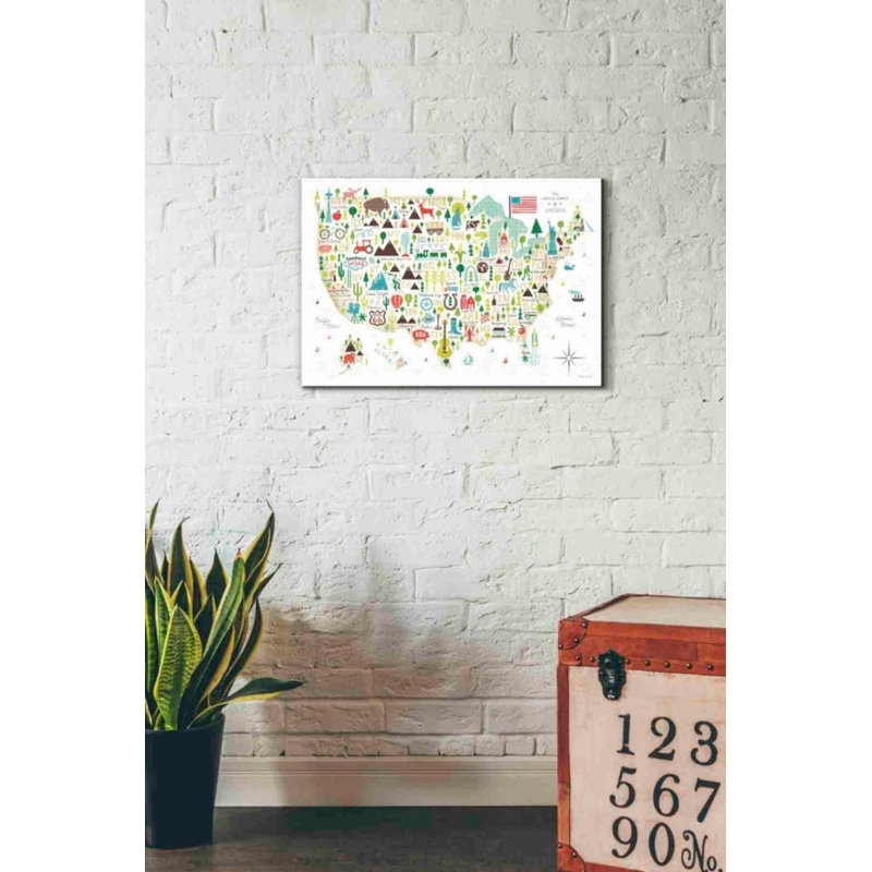 «Illustrated USA» par Michael Mullan, art mural sur toile, H 18 po x l 26 po x P 0,75 po
