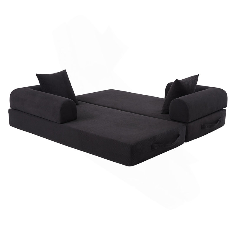 Canapé pliable et compressible, Velours côtelé noir