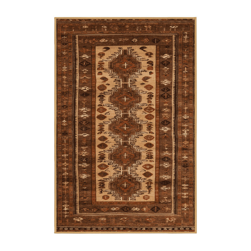 Tapis brun turc lavable à la machine, Runner 2' x 4'