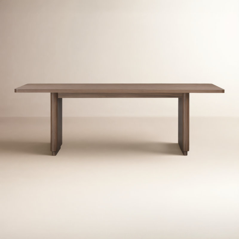 Round Off 88'' Solid Wood Dining Table, Walnut