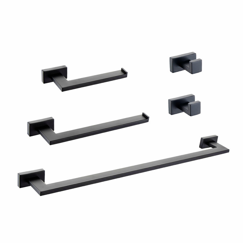Ryeli 5 - Piece Bathroom Hardware Set, Black