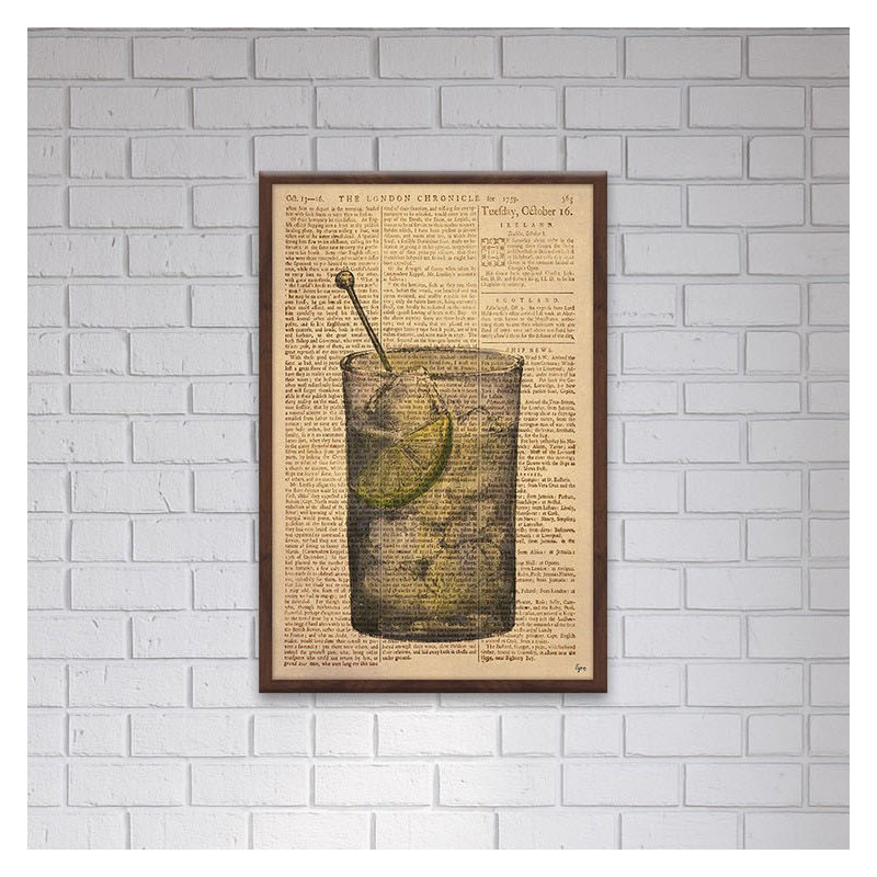 « vodka lime », impression encadrée, H 30 po x l 20 po x P 1,5 po