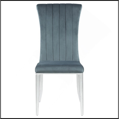 Dark Grey And Chrome Tufted Side Chair (Set Of 2)