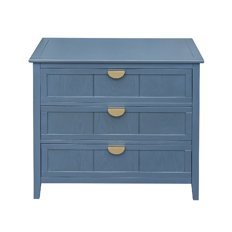 Charyl Wood 3 Drawers Cabinet,Nightstand,American Furniture,Suitable for Bedroom, Living room, Study, Blue