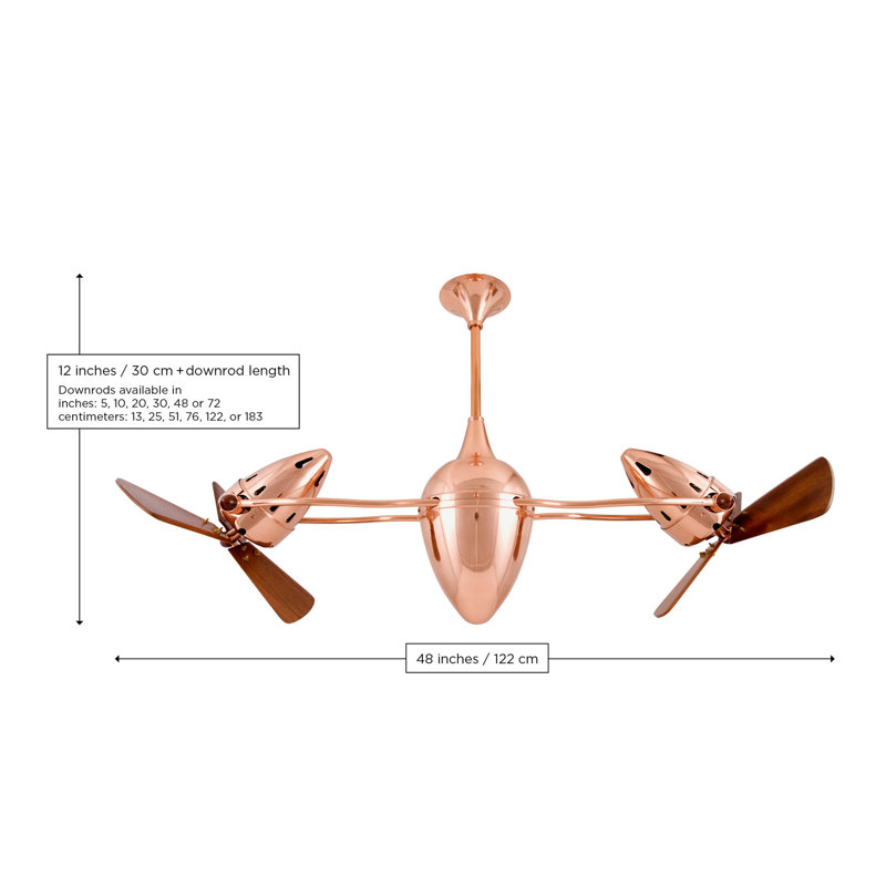 48" Ar Ruthiane 3 Blade Ceiling Fan, Black Nickel