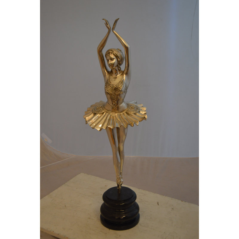 Statue ballerine Carreon en bronze avec finition argentée - Taille: L 10 po x l 10 po x H 35 po.