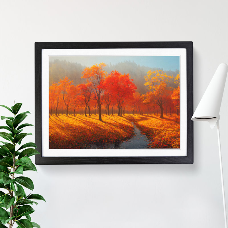 Favourable Autumn Forest - Single Picture Frame Print, 46cm H x 64cm W x 2cm D, Black Framed