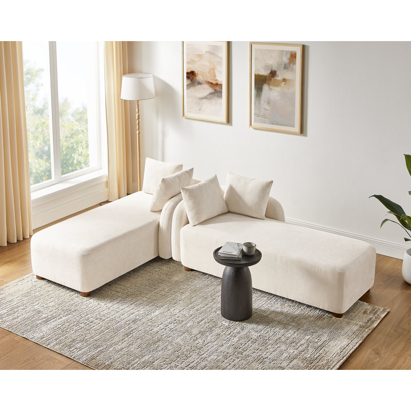 Chaise longue moderne rembourrée (ensemble de 2), Beige