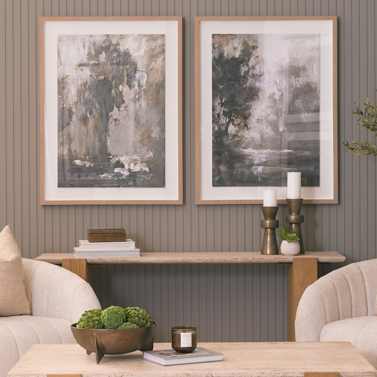 Forest Whispers I Hand-Embellished Painting, Framed Print with Mat Forest Whispers I