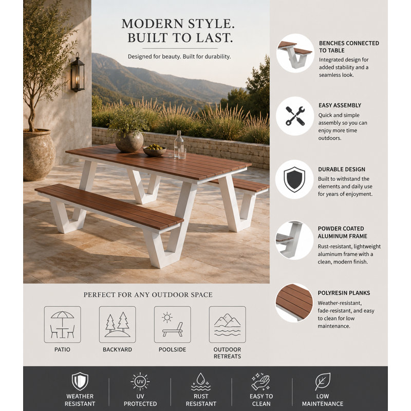 Lukas Outdoor Picnic Table, Teak