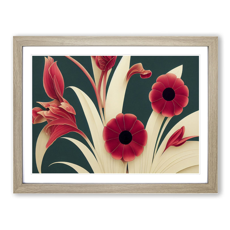 XH1022-9389X Unbelievable Flowers Art Deco 1 Piece Single Picture Frame Wall Art, 25cm H x 34cm W x 2cm D, Oak Framed