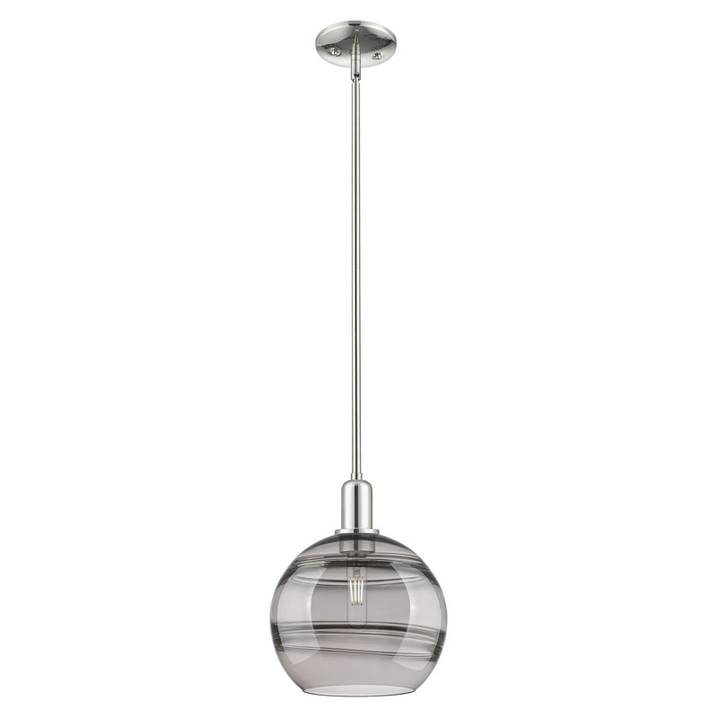 Arcadia - Amariyon - Mini-luminaire suspendu avec tige 10 po 1 lumière, Nickel poli, H 12,25 po x l 10 po x P 10 po