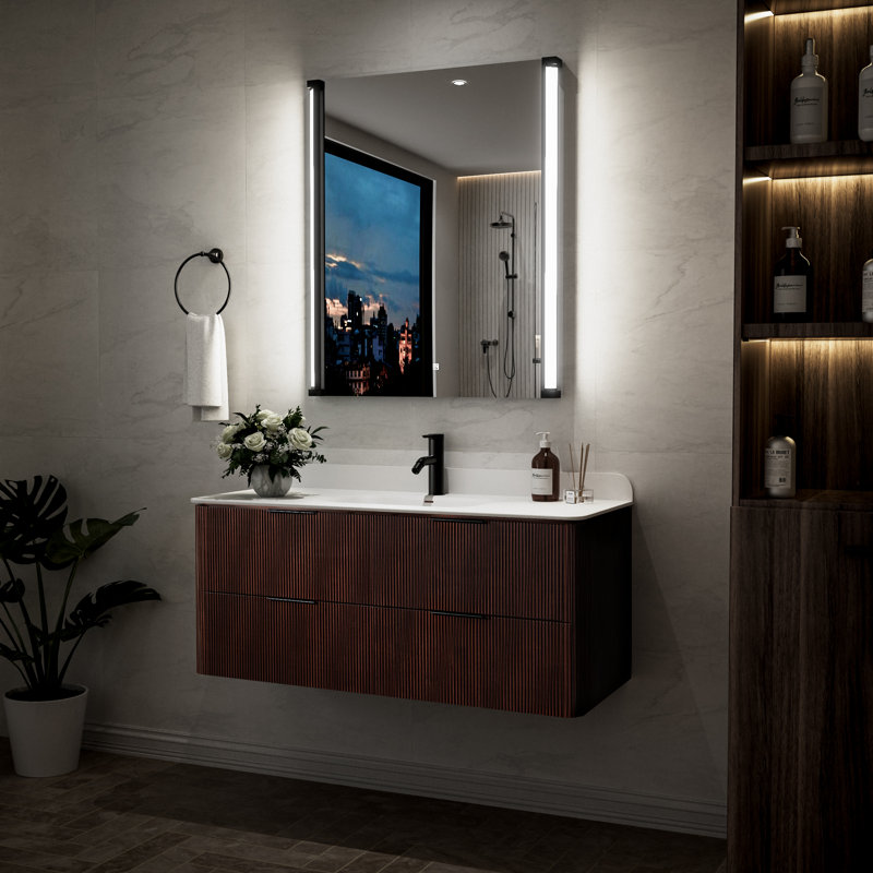 30"W X 36"H 270° Pivot LED Bright Light Mirror Adjustable Color Temperature & Dimmable Brightness Memory Function, 36" x 30"