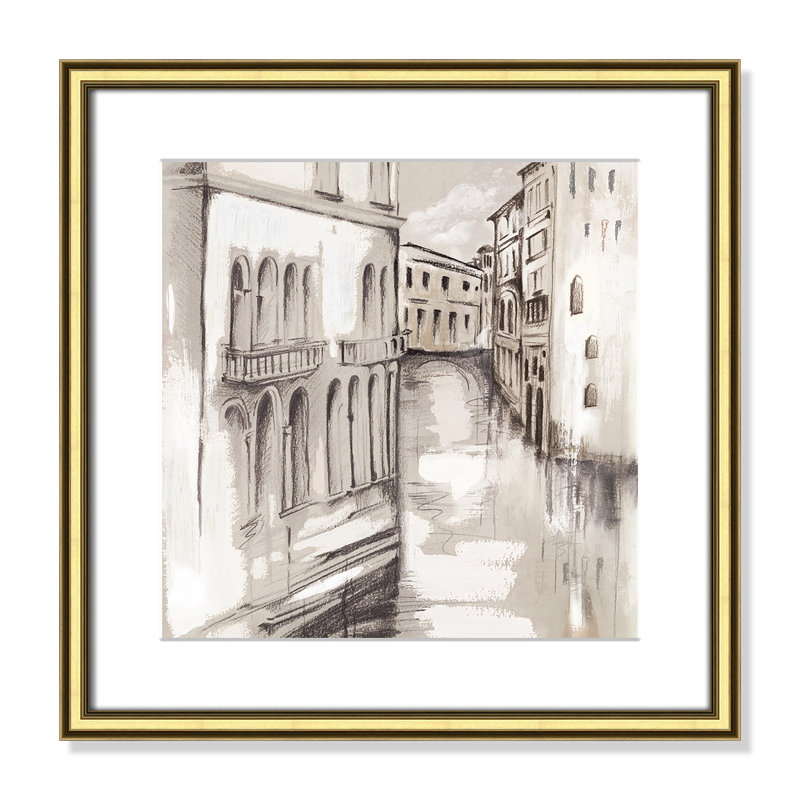 Charton Canale Di Cenezia by Eva Watts - Picture Frame Painting, Gold, 18" H x 18" W 