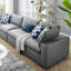 Commix Down Filled Overstuffed Vegan Leather 4-Seater Sofa In Grey-1627607935