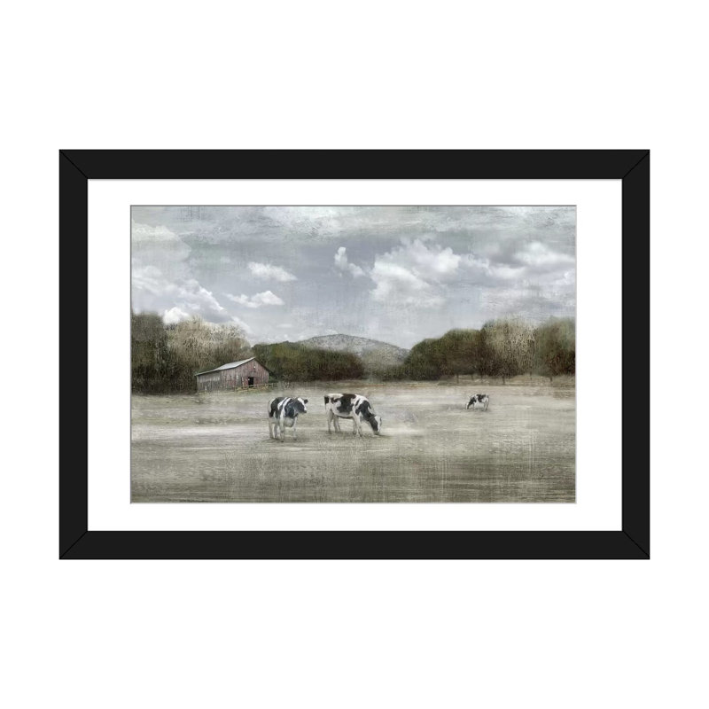 «Country Satisfaction», reproduction sur toile, Papier d'art encadré noir, Blanc, H 24 po x l 32 po x P 1 po