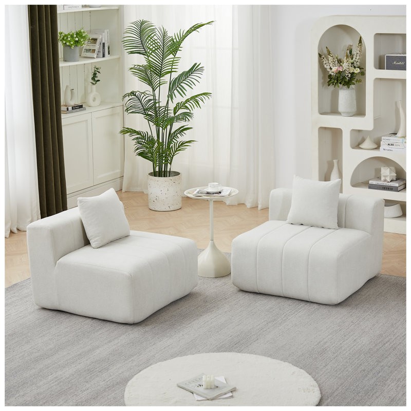 Ensemble de canapé modulaire avec coussins Chenille, Beige