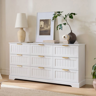 Commode 9 tiroirs, commode moderne l 63 po avec poignée en métal