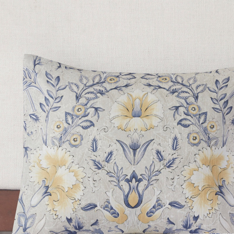 Ensemble de couette surdimensionnée à motif floral en coton flammé de 6 pièces, taille Queen multicolore