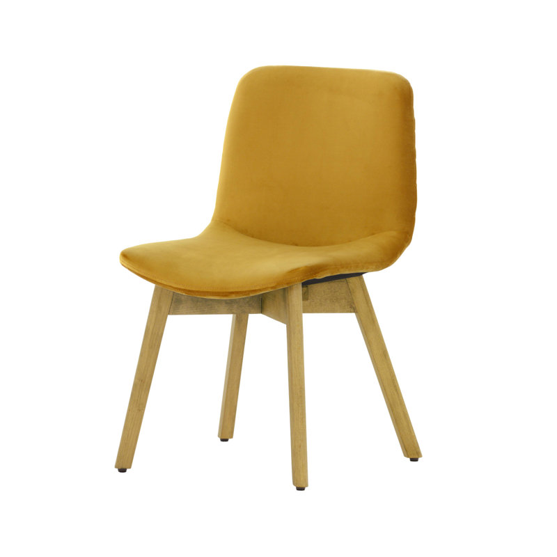 Jada 48cm H Velvet Upholstered Side Chair, Mustard Yellow, Dark Oak