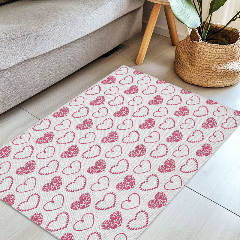 Tapis tressé Heartfelt Love Vibes, Rectangulaire 3 pi x 5 pi