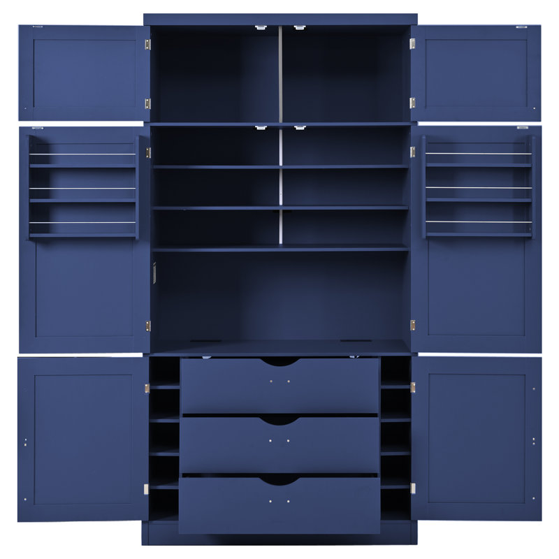 Armoire de cuisine autoportante, prises de courant intégrées, étagère réglable et support à vin, salle à manger et salon de style contemporain